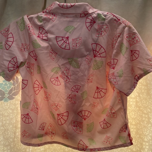 Mary Kate & Ashley girls size 12 pajama top peach with fan print 100% polyester - Picture 6 of 6